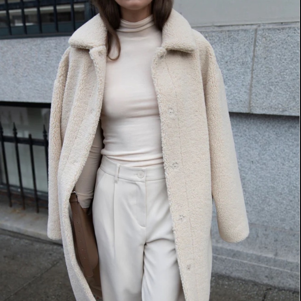 OAK + FORT Teddy Sherpa Oatmeal Jacket